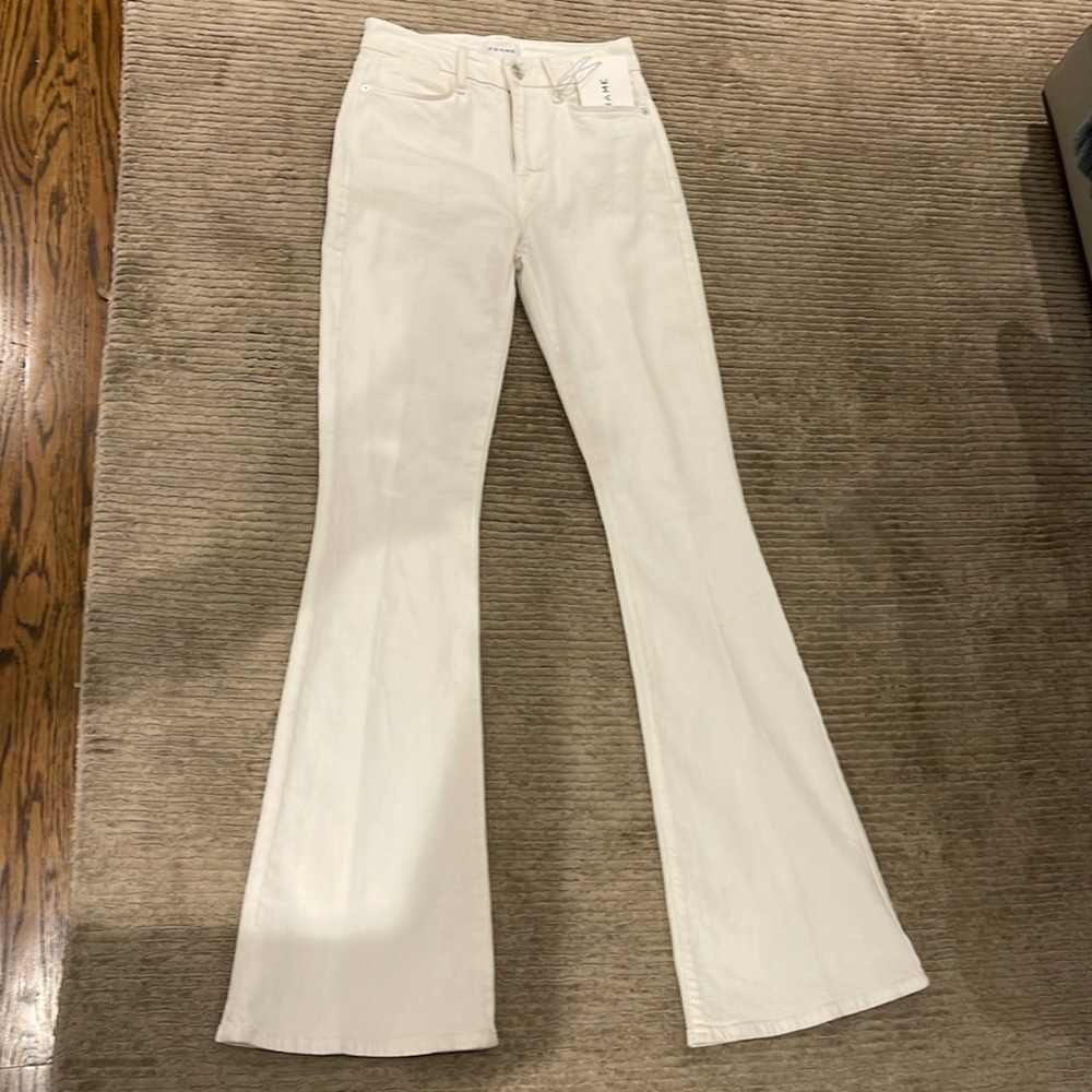 Frame Le super High Flare white jeans